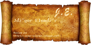 Jéger Elemér névjegykártya